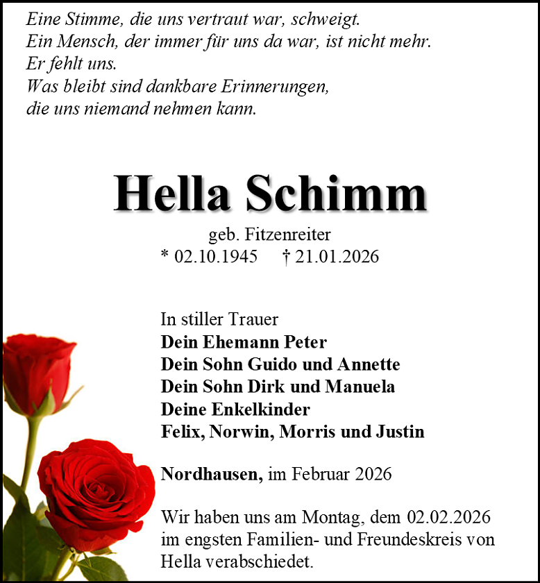 Traueranzeige (Foto: Bestattungshaus Schade)