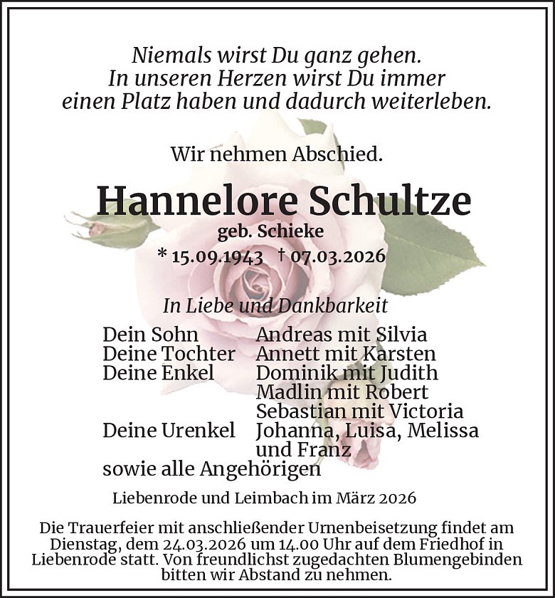 Traueranzeige (Foto: Best. Westerhausen)