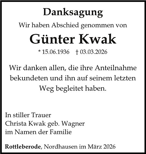 Danksagung (Foto: Bestattungen Kramer)