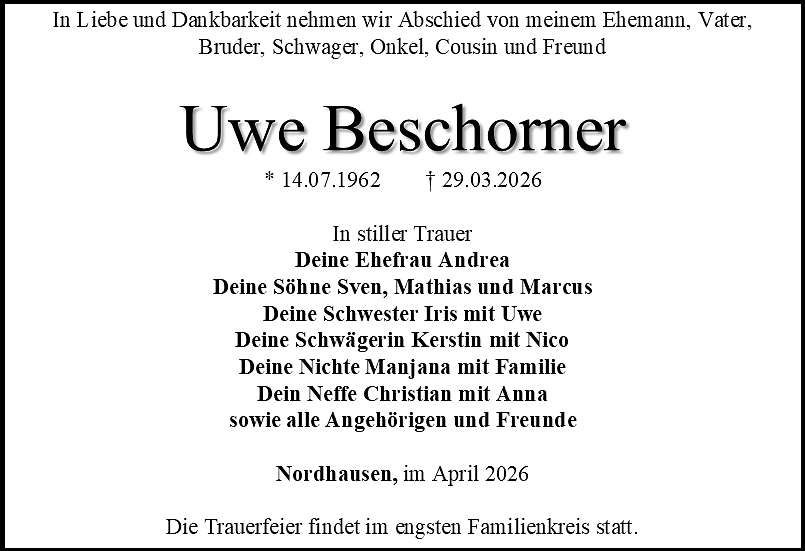 Traueranzeige (Foto: Schade)