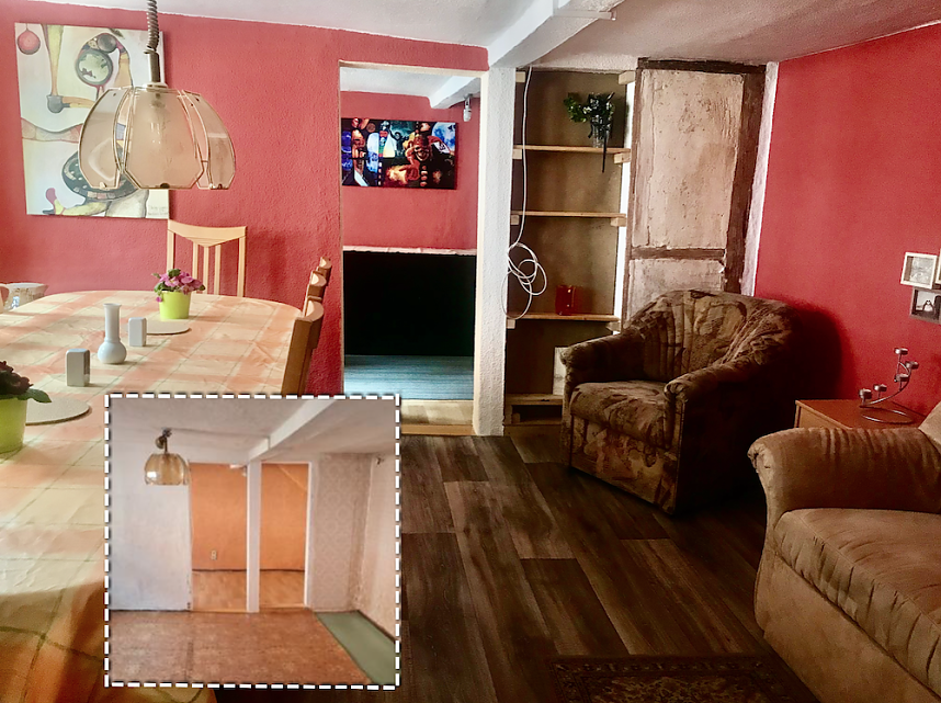 Vorher/Nachher-Bilder aus dem Haus J&uuml;dengasse 1, das momentan als Zufluchtshaus f&uuml;r ukrainische Fl&uuml;chtlinge dient.