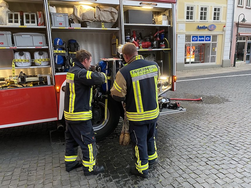 Feuerwehr&uuml;bung in der Bad Langensalzaer Altstadt