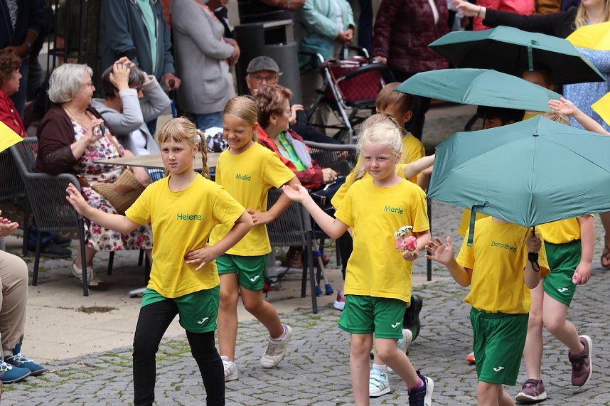 211. Brunnenfestumzug in Bad Langensalza mit vielen fr&ouml;hlichen Akteuren
