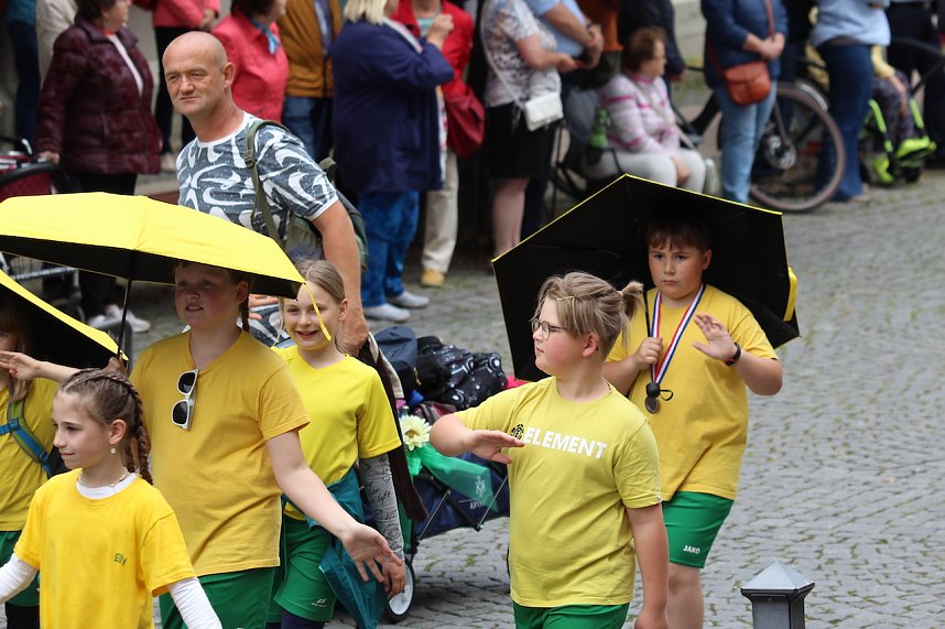 211. Brunnenfestumzug in Bad Langensalza mit vielen fr&ouml;hlichen Akteuren