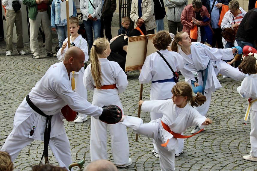 Teilnehmerinnen und Teilnehmer des Festumzuges zum 211. Brunnenfest in Bad Langensalza 