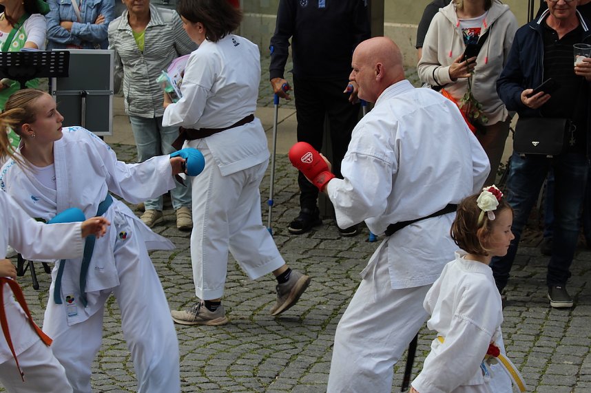 Teilnehmerinnen und Teilnehmer des Festumzuges zum 211. Brunnenfest in Bad Langensalza 