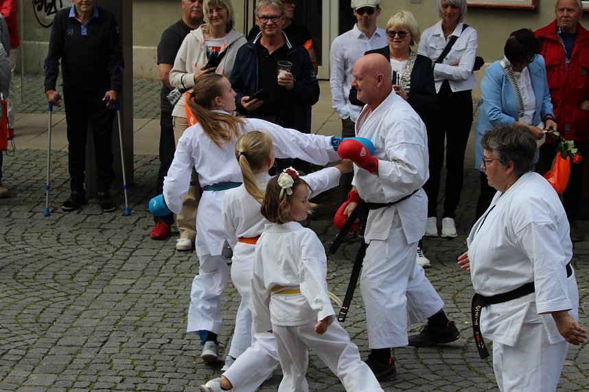 Teilnehmerinnen und Teilnehmer des Festumzuges zum 211. Brunnenfest in Bad Langensalza 
