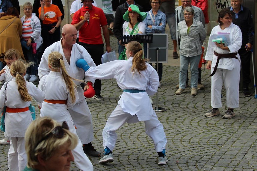 Teilnehmerinnen und Teilnehmer des Festumzuges zum 211. Brunnenfest in Bad Langensalza 