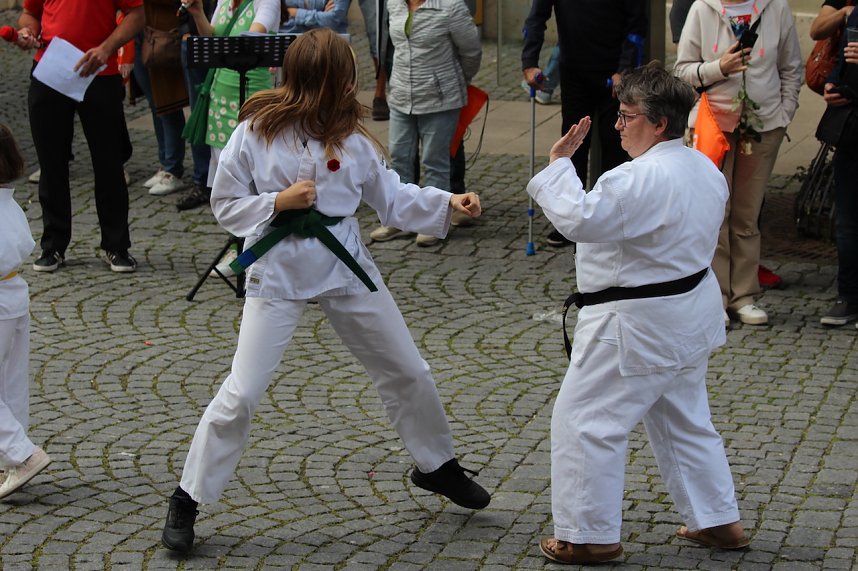 Teilnehmerinnen und Teilnehmer des Festumzuges zum 211. Brunnenfest in Bad Langensalza 