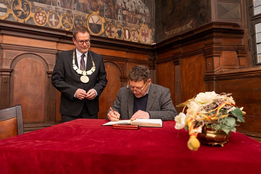 Feierliche Enth&uuml;llung der Bauernkriegss&auml;ule nach D&uuml;rers Pl&auml;nen