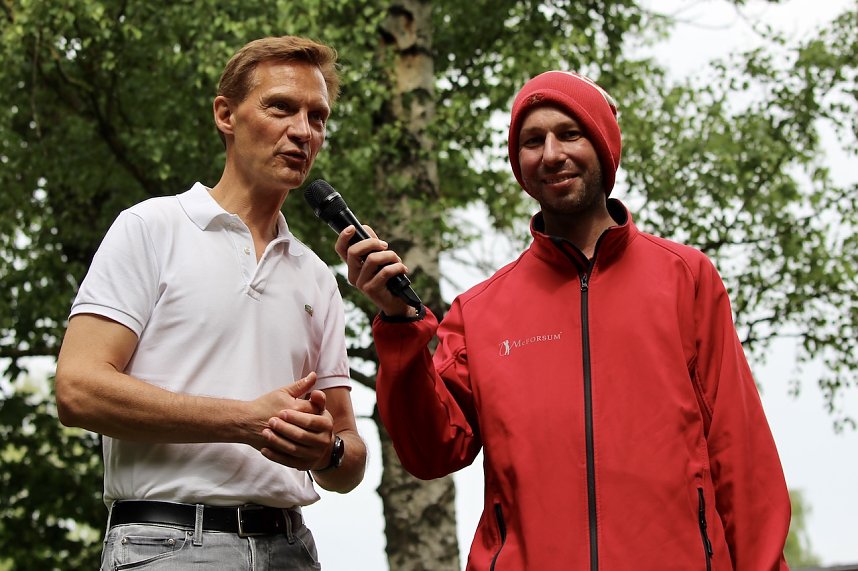 Entenrennen 2026 Bad Langensalza - li. Gerrit Haase Veranstalter des Rennens, re. Markus Fromm